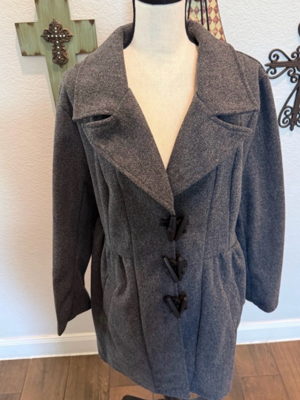 SHEIN Charcoal Gray Toggle Pea Coat